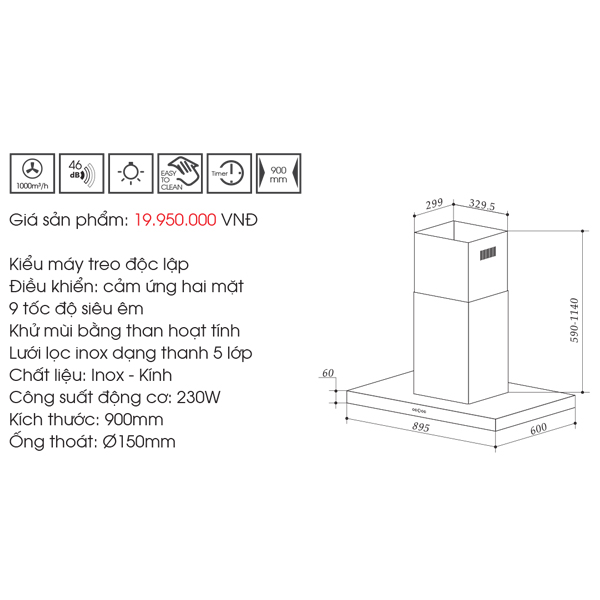 Bản vẽ kĩ thuật máy hút khói FS BIS90T